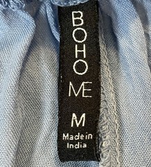 Boho Me Strapless Hi Low Dress M Blue Front Slit Smock Ruffles Back Straps Beach