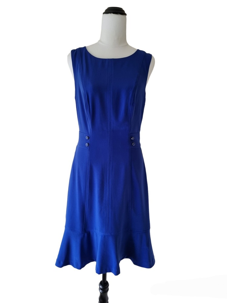 REVIEW Electric Blue Sleeveless Flared Hem Dress SIZE 8