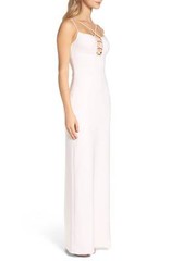 MARIA BIANCA NERO Pink Criss-Cross Lace Up Strappy High Slit Maxi Gown Dress 4 S