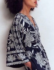 Boden Nell Kimono Midi Jersey Dress Navy Elegant Blossom Size 6R (NWT)