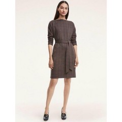 Brooks Brothers Interlock Boatneck Sheath Dress Brown Red Navy Glen Plaid Size 6