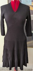 Large Black JULIETA Peruvian Connection Pima Cotton Pleated Knit Dress Fit Flare