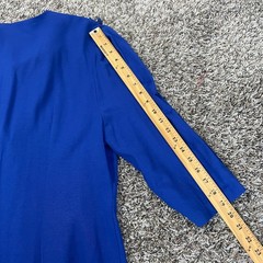 Vintage Coat Dress Plus Size 18W Royal Blue Fringe Button Office Career 80s 90s