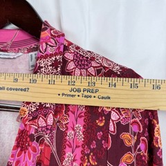 Isaac Mizrahi Live Pink Patchwork Floral Wrap Midi Dress A385438 Womens Medium