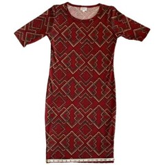 LuLaRoe Julia Knit Knee-Length Half Sleeve Casual Stretch Everyday Dress Red S