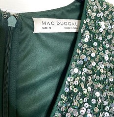 MAC DUGGAL 5489 Forest Green Sequin Beaded High Slit Ruched Maxi Gown Dress 12