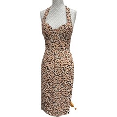 Lavish Alice Leopard Print Underwired Bustier Midi Dress Size 8 Satin Fitted