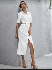 Aveloria Button Front Ruch Cut Out Shirt Dress Dresses For Women Elegant