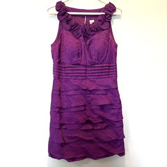 SANGRIA Sleeveless Key Hole Purple Layered/ Ruffled side zipper Dress Size 10