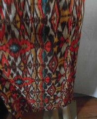 WHITE AQUA ORANGE BROWN GEOMETRIC LONG MAXI DRESS STRAPLESS ELASTIC TOP MEDIUM
