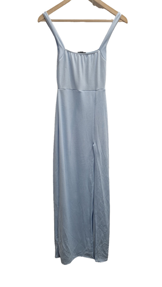 PrettyLittleThing Light Blue Straight Neck Maxi Dress – Size UK 8