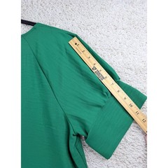 Worthington Shift Dress Womens XL Green Excellent Puff Sleeve V-Neck Textured