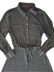 Adrienne Vittadini Long Sleeve Collared Belted Shirt Dress NWT XL Dark Green