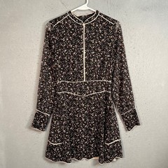 Allsaints Womens Size 4 Kay Pepper Dress Black Floral Long Sleeve