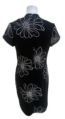 Amanda Smith Dress Womens 6 Black White Floral Sheath Shift Career Office Work