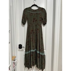 MSRP: $130 ✨ Jaase Olive Floral Button-Front Maxi Dress Size XS | Gothic Fairy ✨