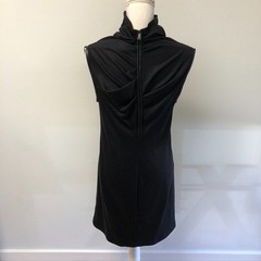 Edun Wool Sheath Dress Womens Medium Black Sleeveless Turtleneck Modern Career