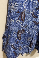 Japna NWT Blue Floral Paisley Maxi Dress S Smocked Waist Boho Peasant Sleeve
