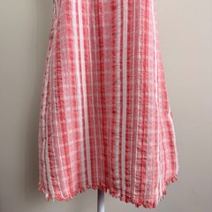 Universal Thread Womens Red White Striped Cotton Shift Dress Side Buttons Size M