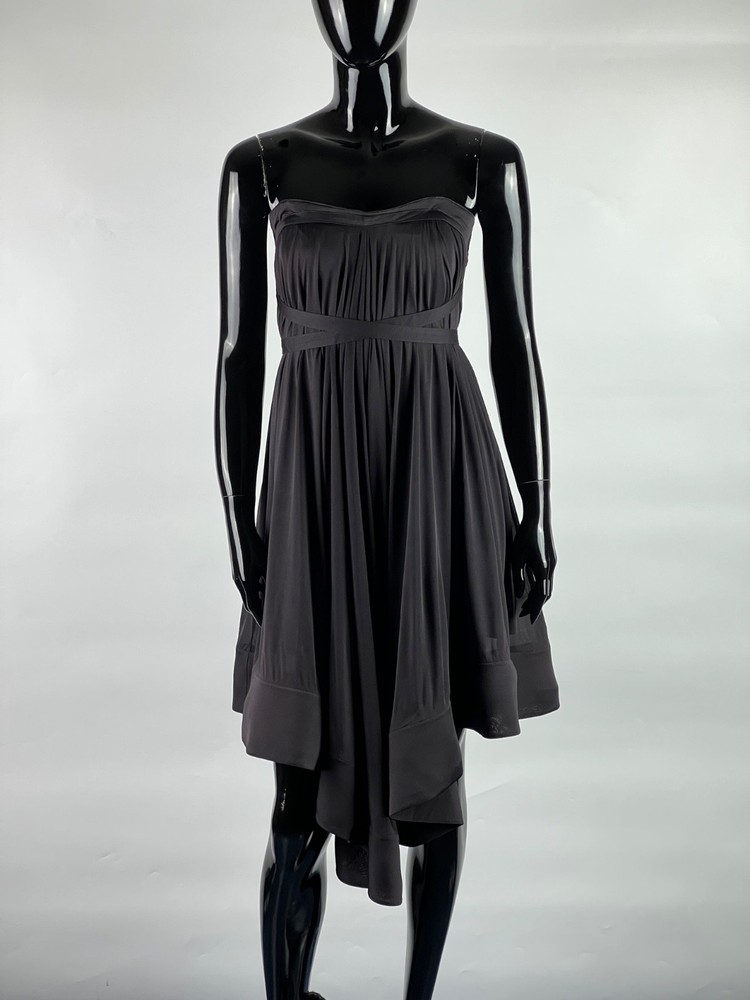 Celine Asymmetrical Sleeveless Belted Pleated Corset Dress Size S