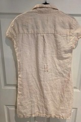 Tahari Beige Solid Collared Short Sleeve Button Front Pocket Shirt Dress M