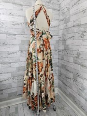ASTR The Label Women&rsquo;s M Almina Tiered Halter Maxi Dress Taupe Orange