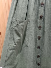 Spaghetti Strap Button-Front Green Dress with pockets, Size Small