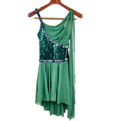 Handmade Womens Dress Sz S Forest Fairy Festival Costume Elf Sequin Velvet Green