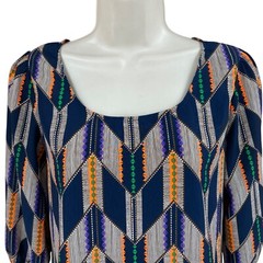 Rue 21 Shift Dress Size Small Multicolor 3/4 Sleeve Full Zip Midi Scoop Neck
