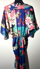 SundayUp Blue and Black Wide Sleeve Floral Midi Dress size Medium NWT