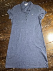 Lacoste Polo Shirt Dress Slim Fit FR 42 US L Blue Mini Pique Cotton Short