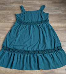 WOMENS BLOOMCHIC BOTTLE GREEN LONG SUMMER DRESS WITH POCKETS UK SIZE 32