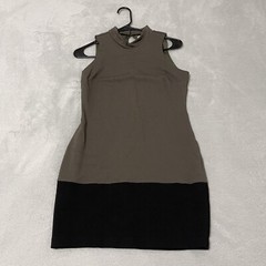 Emerald Sundae Dress Medium Green Sleeveless Sheath Mini Colorblock Mock Neck