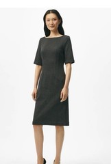 Brooks Brothers 0 Herringbone Black Gray Sheath Dress Stretch