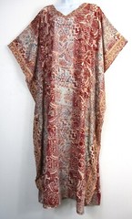 Ladies New 70% Silk 30% Viscose Long Printed Kaftan Dress One Size: Plus