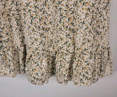 Floral Sundress Womens Small White Yellow Green Ruffle Hem Mini Summer Beach Y2k