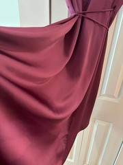 Mango Wrap Dress Burgundy Midi Dress, Asymmetrical Hem Dress, Soft Minimalist Dr
