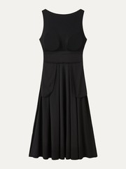 OGL Boatneck Bamboo Ponte Bra Midi Dress with Pockets