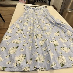 Sim & Sam Blue hydrangea Floral Maxi dress with pockets Sz XL