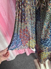 Ivy Road Colorful Peacock Print Sheer Boho Bell Sleeve Shift Dress Size XL