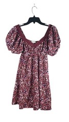 Pie In The Sky Junior Dress Burgundy Roses Floral Dress Size Small
