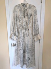 H&M Toile Satin Oversized Midi Dress Women&rsquo;s Small Artsy Cocktail Festival Boho