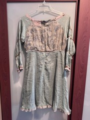 Ian Mosh — Green & Beige Paisley Lace-Up Empire-Waist Dress