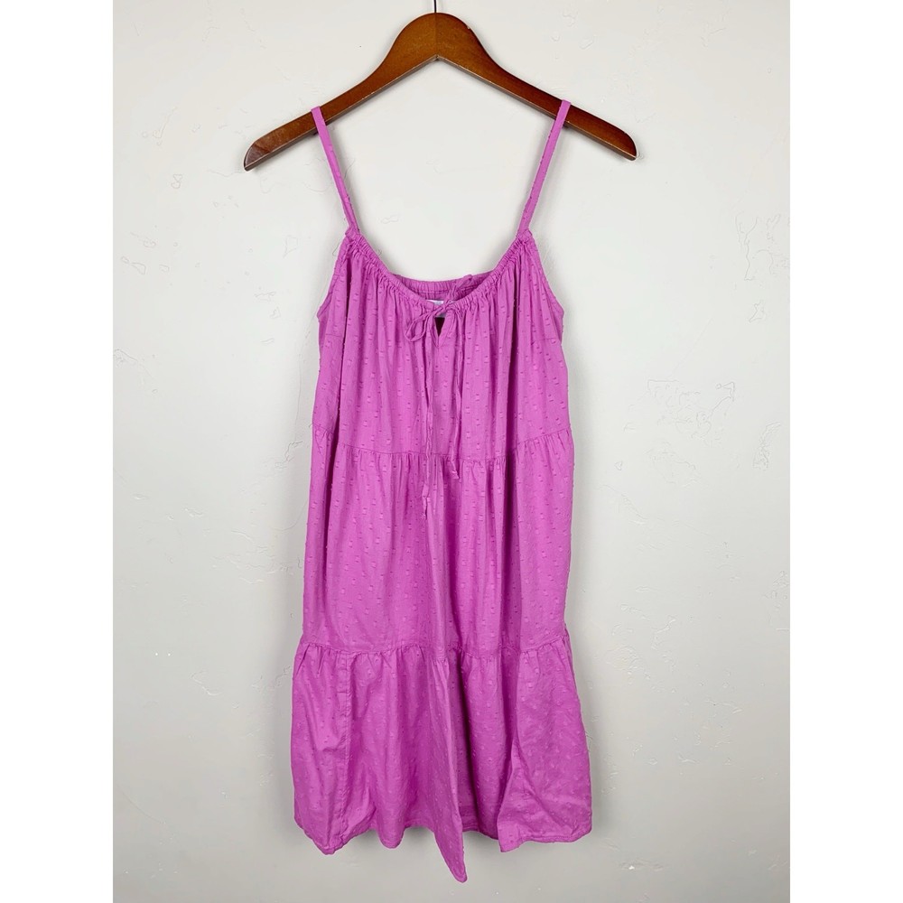 New Old Navy Tiered Clip-Dot Mini Cami Swing Dress Purple Pockets Women&rsquo;s S