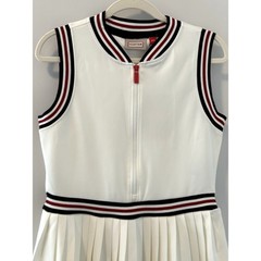 NWT Hunter Pleated Tennis Dress Mini Front Zip Sleeveless White Varsity Preppy M