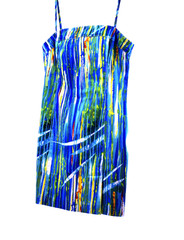 Alberto Makali Spaghetti Strap Watercolor Abstract Mini Dress Size 8 Y2K USA
