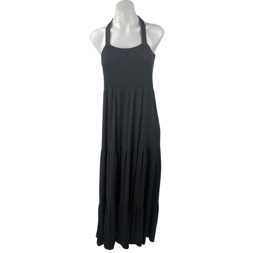 Ann Taylor Loft Women&rsquo;s Black Sleeveless Smocked Tiered Maxi A-Line Tank Dress M