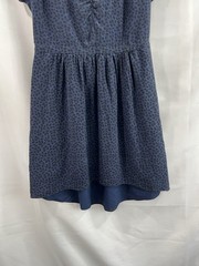Madewell Dress Size 10 Blue & Black Leaf Print Mini Silky Feel Summer Workwear