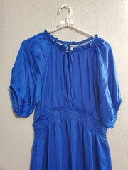 Umgee Royal Blue Midi Dress with Smocked Waist And Pockets Women’s M NWT