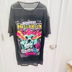 Universal Studios Halloween Horror Nights Shirt Dress Women Large Mesh Skull Tee